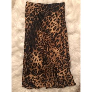 Satin leopard skirt